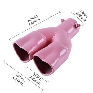 COPY - New pink Stainless steel double Heart  Car Exhaust Muffler tip